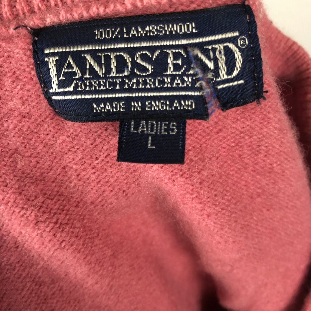 Lands End Lambswool Pullover Sweater V Neck Long S - Picture 6 of 7